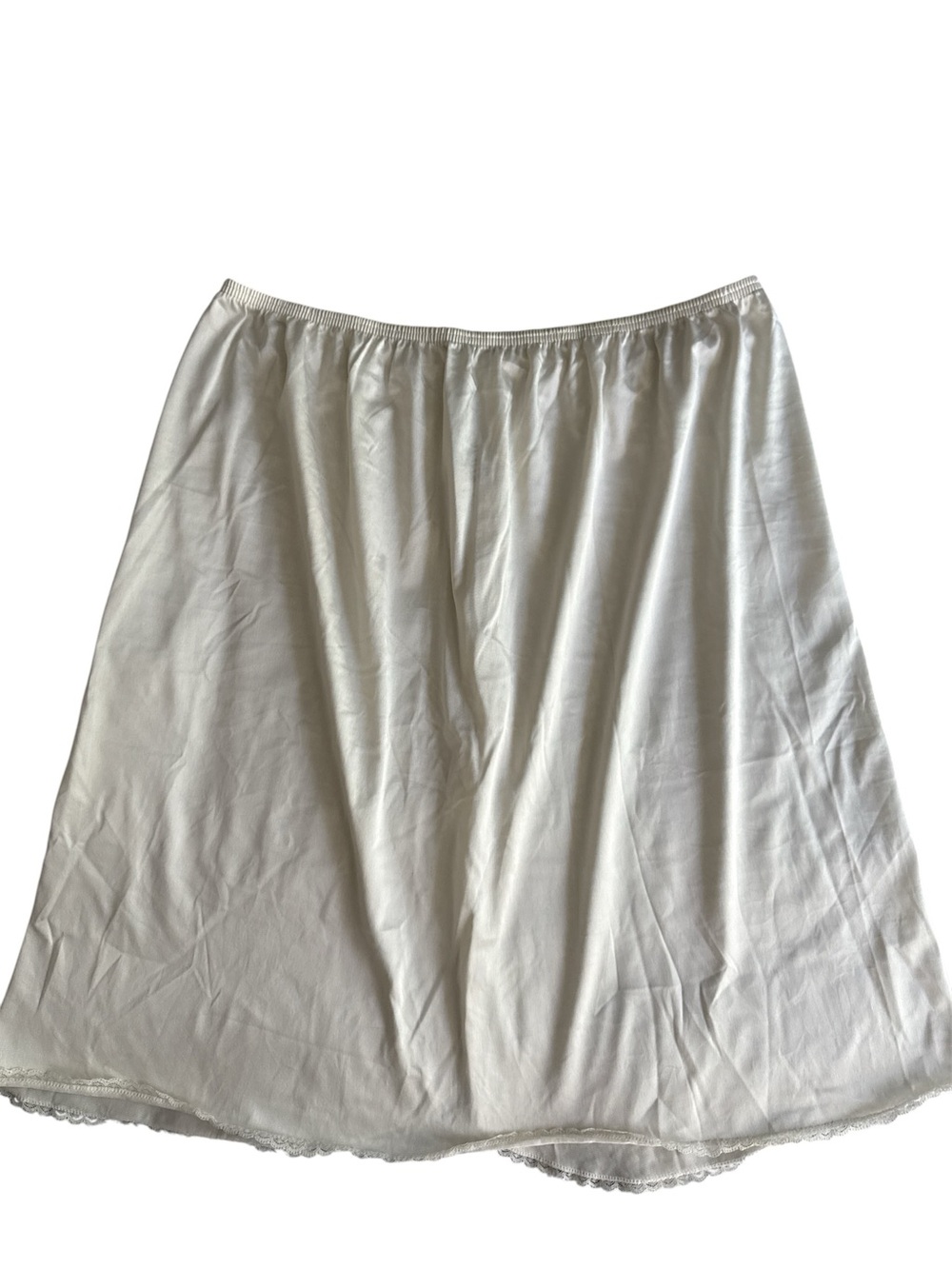 VASSARETTE Vintage Half Slip Women’s 2XL Undergarment White Satin Lace Edge Slit